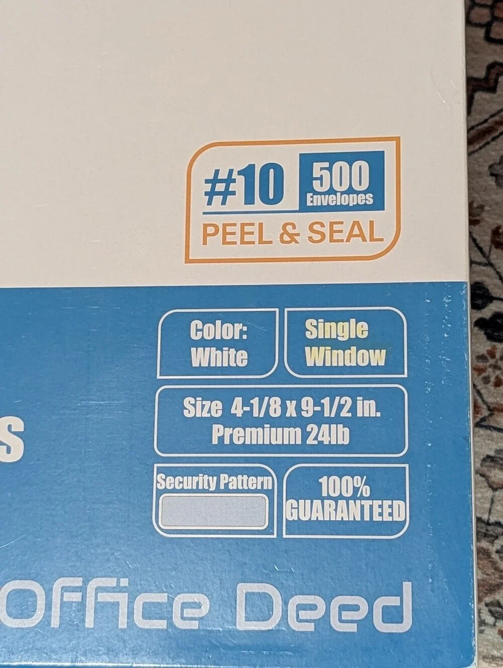500 Office Deed #10 Security Left Window Envelopes 4 1/8
